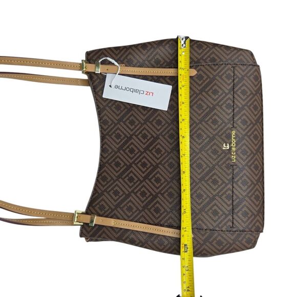 Liz Claiborne Stella 4 Poster Two Tone Shoulder Bag Faux Leather Gold Hardware - Picture 14 of 16